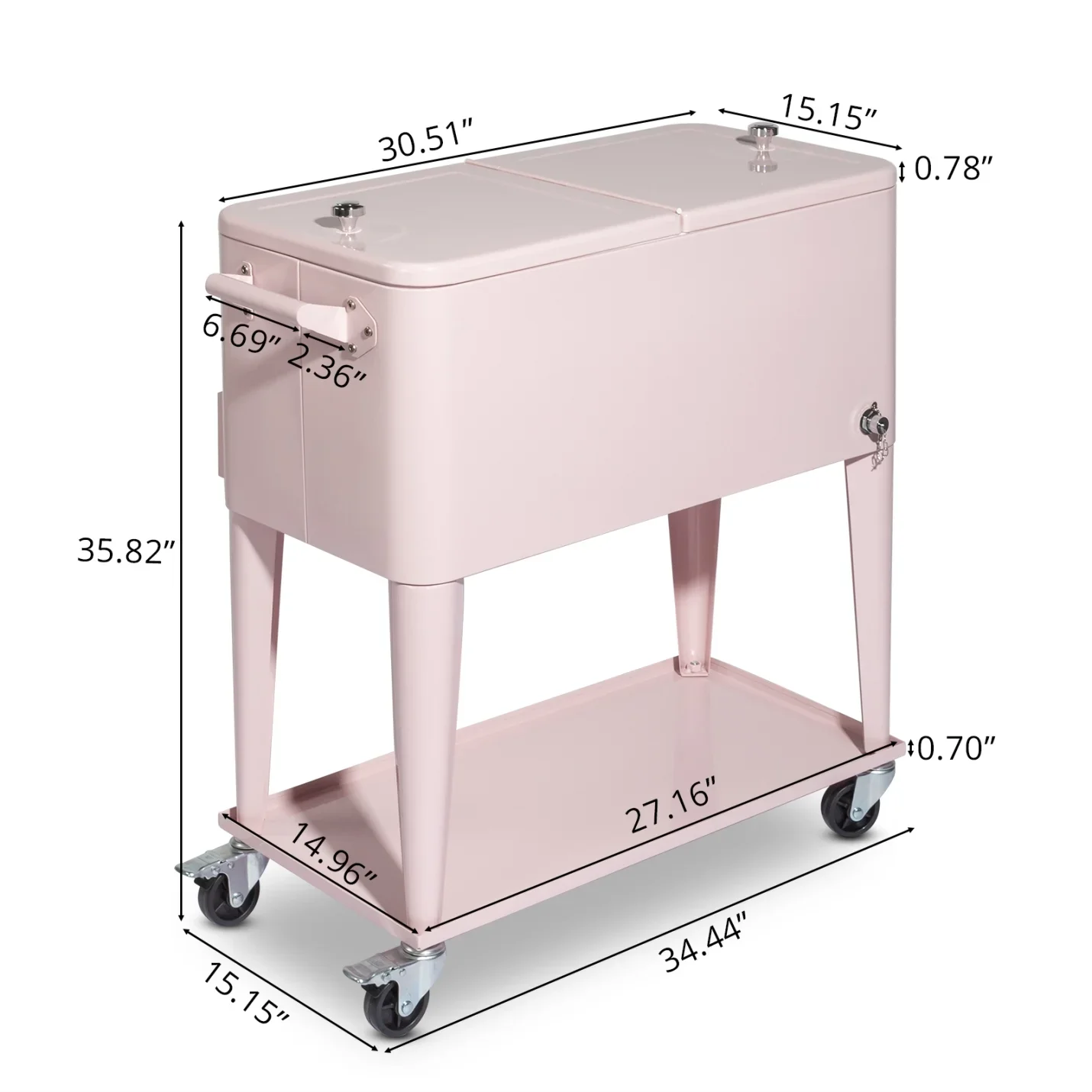 80Qt All-In-One Cooler Cart With Bottle Opener, Lower Storage Shelf and Cap Catcher, Outdoor Party Rolling Cooler With Lockable Wheels For Pool Side, Patio, Balcony, Mint(33.07 x 15.16 x 35.83)" - Image 51