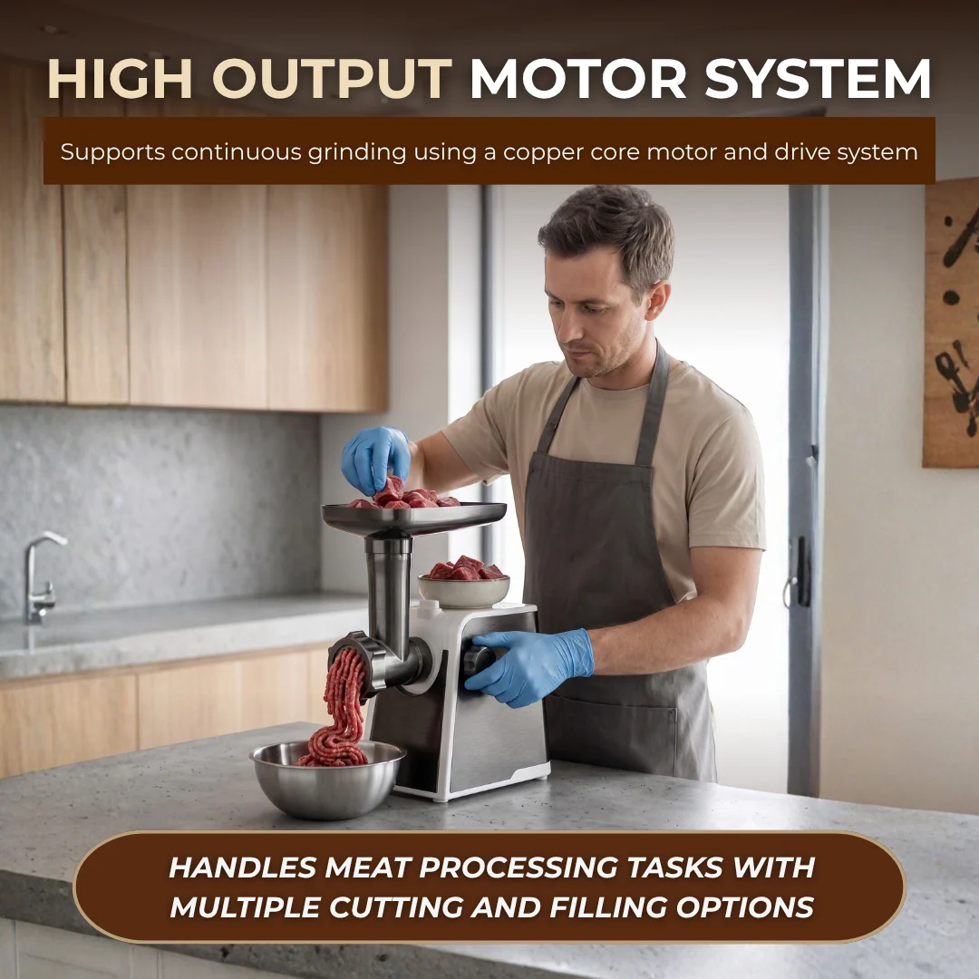 3200W Electric Meat Grinder with Plates, Sausage Tubes, and Kubbe Kit