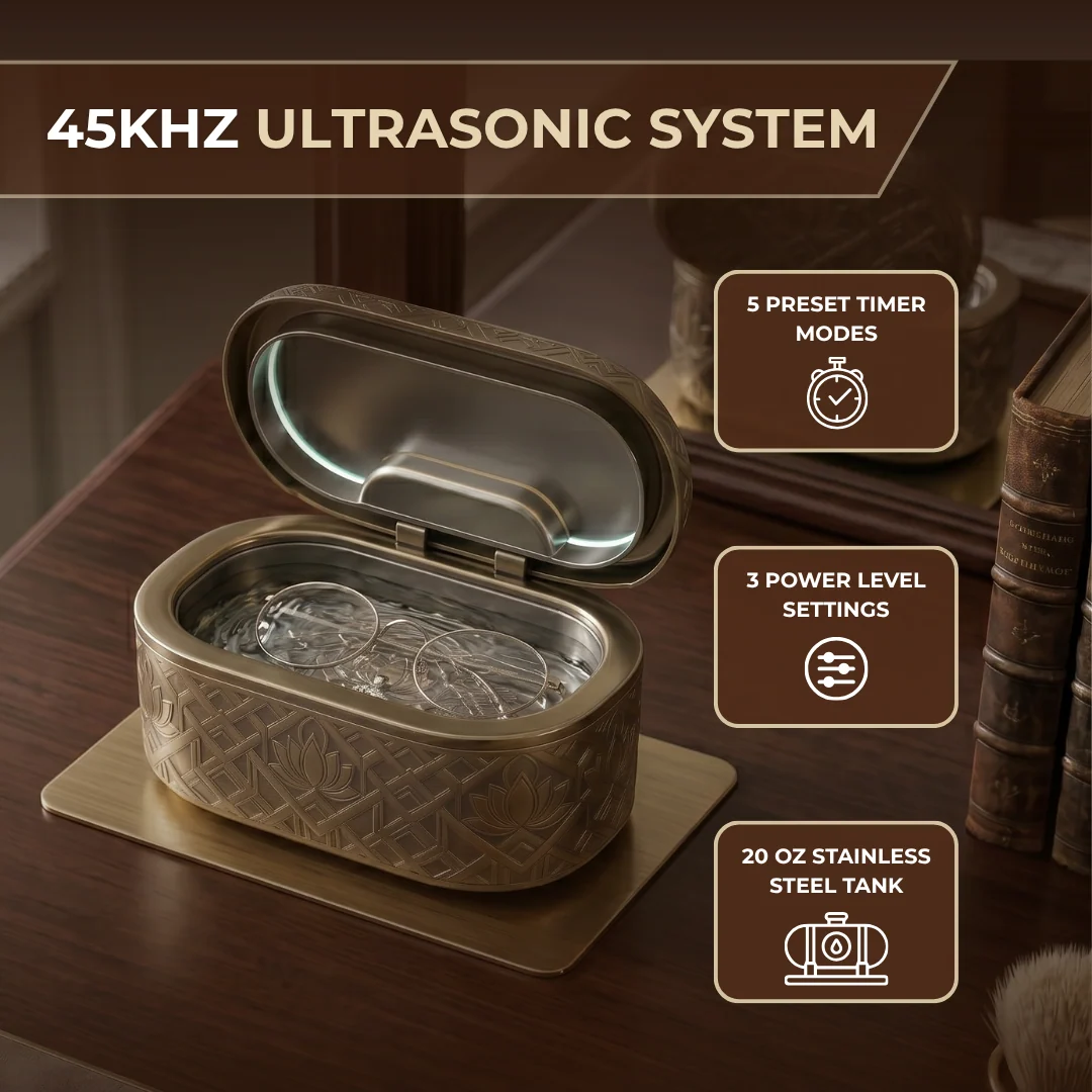 35W Ultrasonic Cleaner 45KHz with 20oz Tank and Timer Settings
