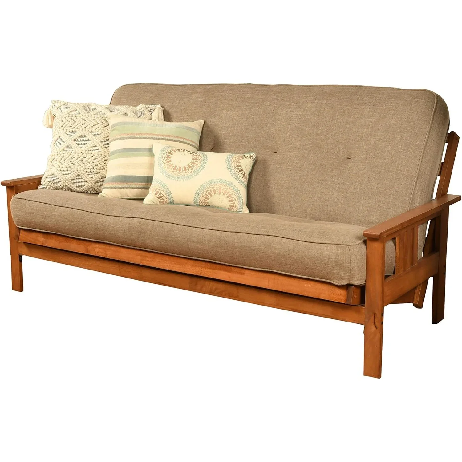 Homestock African Artifacts Full Size Futon Frame Set with Mattress, Easily Converts to Bed, Versatile Design Futon Frame for All Spaces, 33"H x 79"L x 37"D-Color:Linen Charcoal,Size:Barbados - Image 142