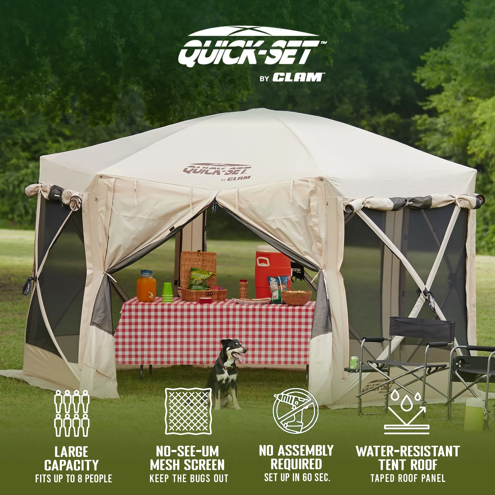 CLAM Quick-Set Pavilion 12.5 x 12.5' Portable Outdoor Canopy Shelter, Green - Image 16
