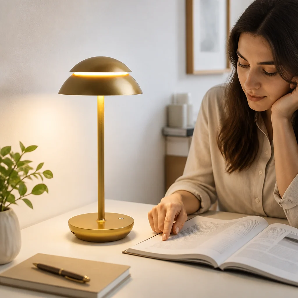 Touch-Dimmable USB Rechargeable Mushroom Table Lamp - Image 3