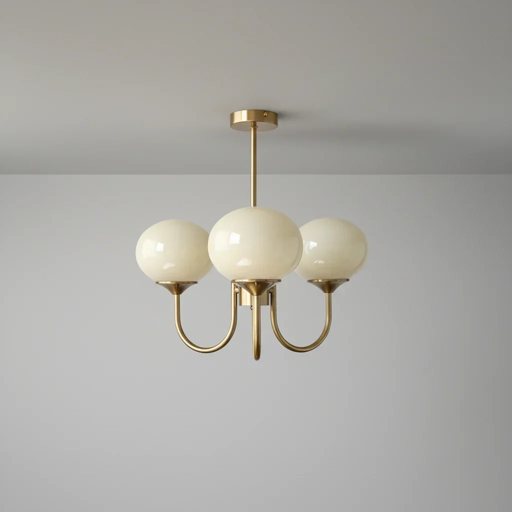 Elegant Pink Glass Ceiling Lamp with Gold Accents - Image 4