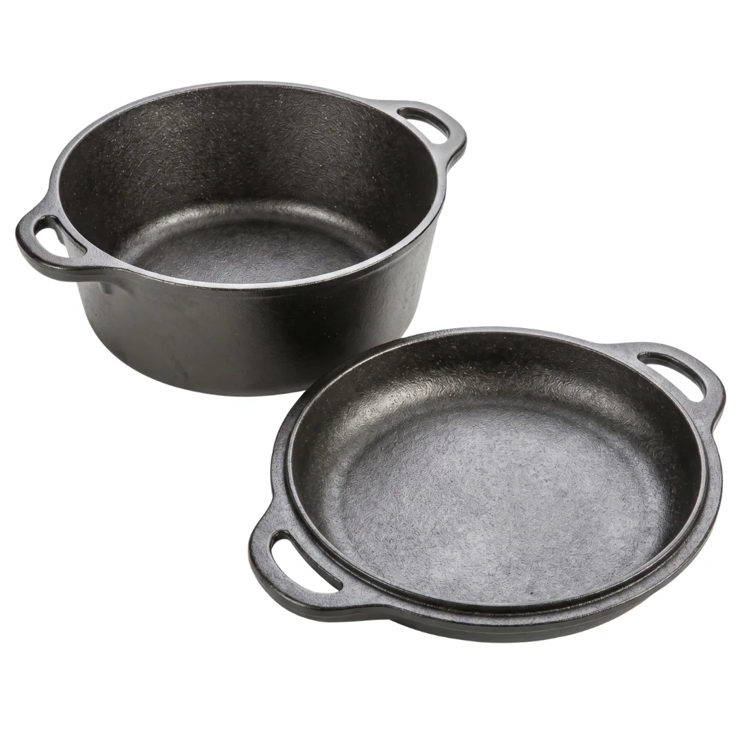 Double Dutch Oven Combo with Skillet Lid - 5 Quart Cast Iron - Image 2
