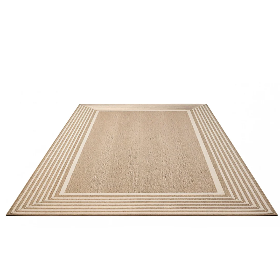 Rectangular Area Rug 5x8 ft with Water-Resistant Striped Edge - Image 2