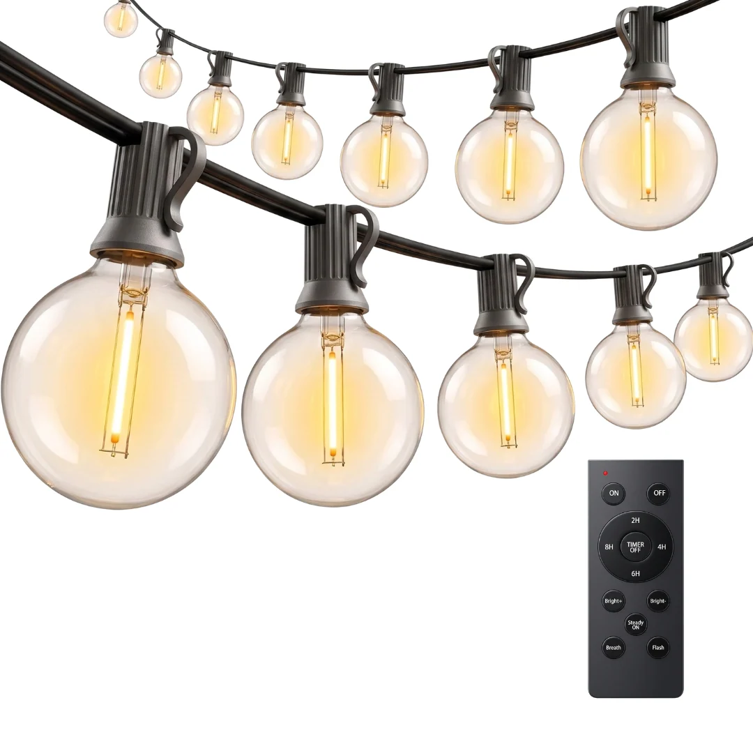 Outdoor G40 Globe LED String Lights with Timer and Remote Control - Image 2