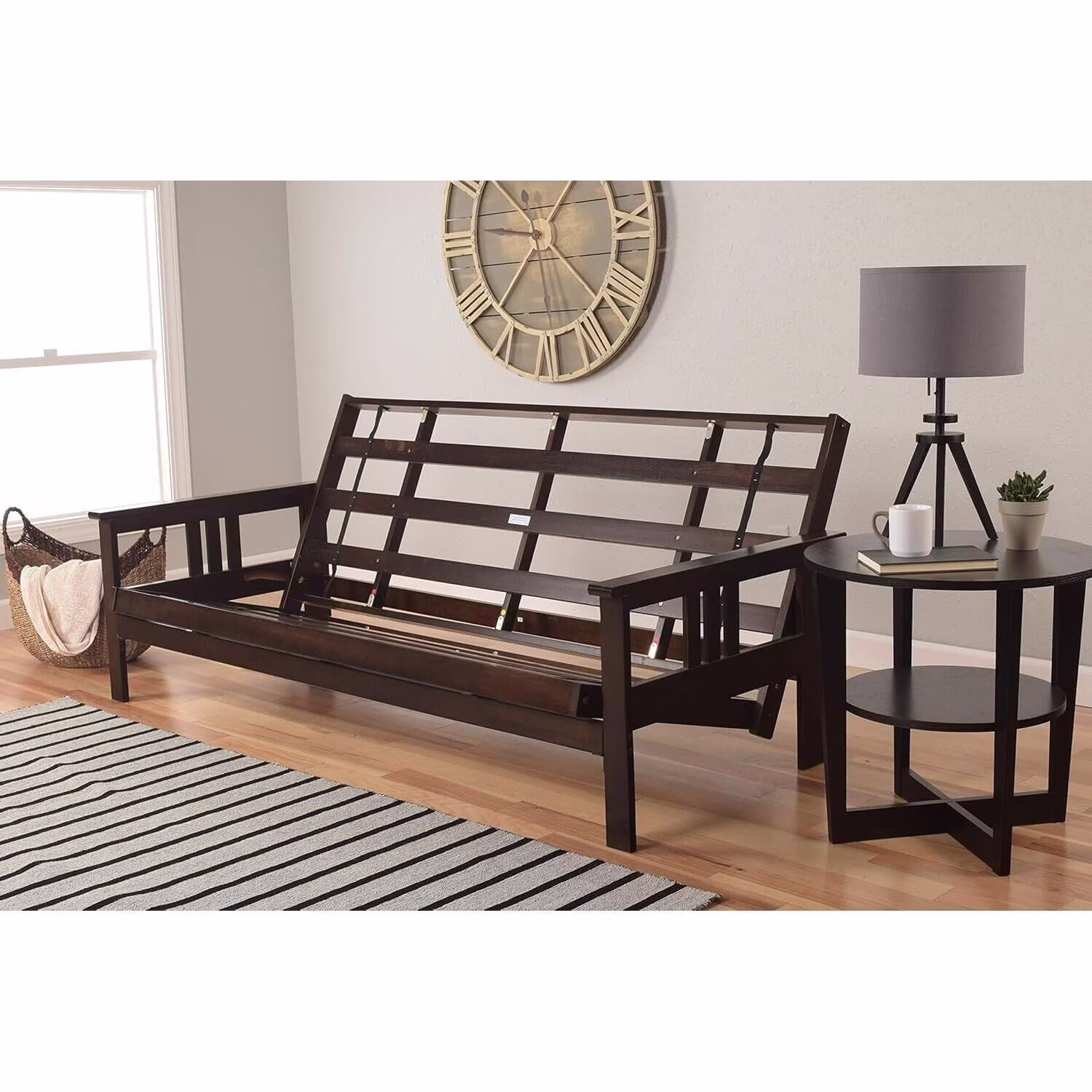 Homestock African Artifacts Full Size Futon Frame Set with Mattress, Easily Converts to Bed, Versatile Design Futon Frame for All Spaces, 33"H x 79"L x 37"D-Color:Linen Charcoal,Size:Barbados - Image 24