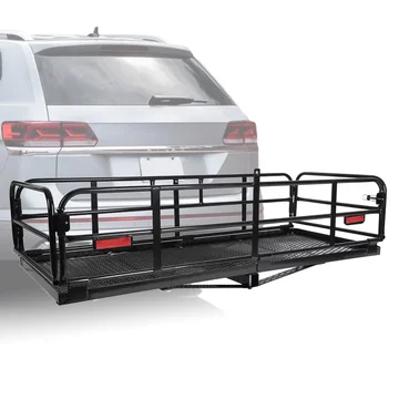 Kojem 500 Lbs Hitch Mount Cargo Carrier 60" x 24" x 14" Folding Cargo Rack Rear Luggage Basket Fits 2" Receiver for Car SUV Camping Traveling