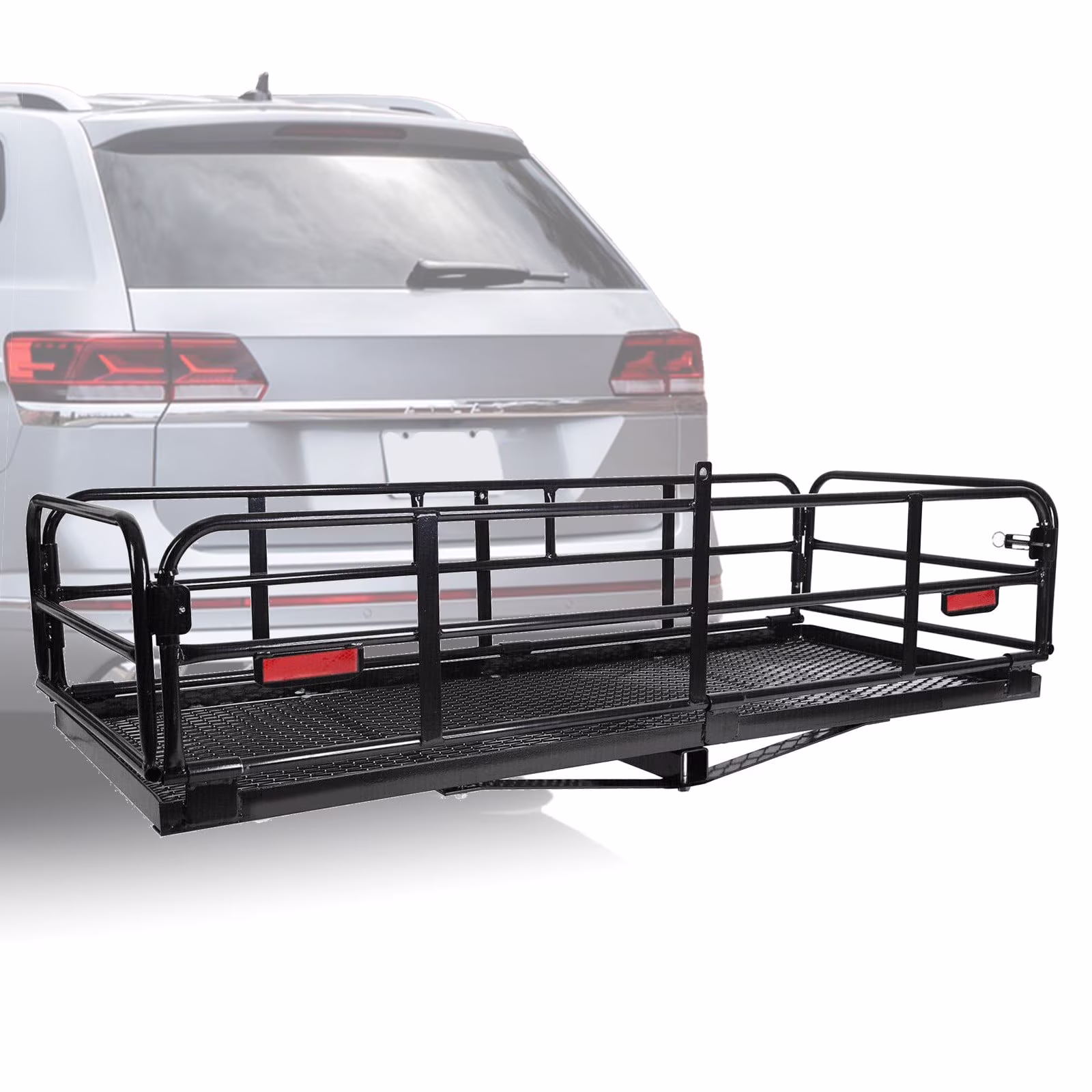 Kojem 500 Lbs Hitch Mount Cargo Carrier 60" x 24" x 14" Folding Cargo Rack Rear Luggage Basket Fits 2" Receiver for Car SUV Camping Traveling
