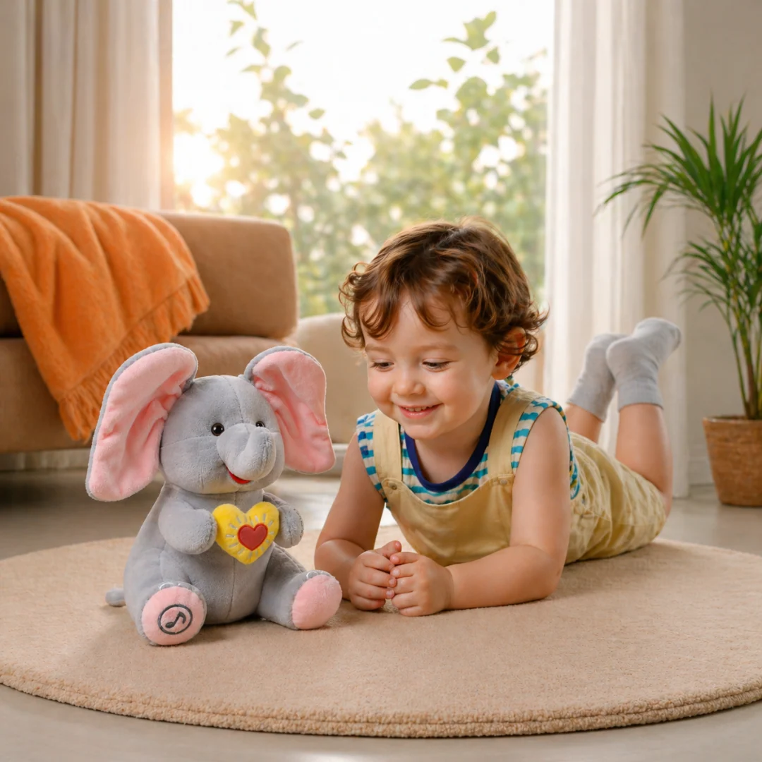 Cuddly Elephant Plush Toy with Interactive Music and Play - Image 2