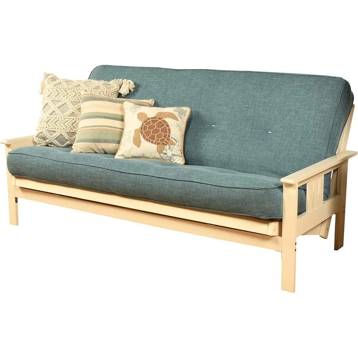 Homestock African Artifacts Full Size Futon Frame Set with Mattress, Easily Converts to Bed, Versatile Design Futon Frame for All Spaces, 33"H x 79"L x 37"D-Color:Linen Charcoal,Size:Barbados - Image 149