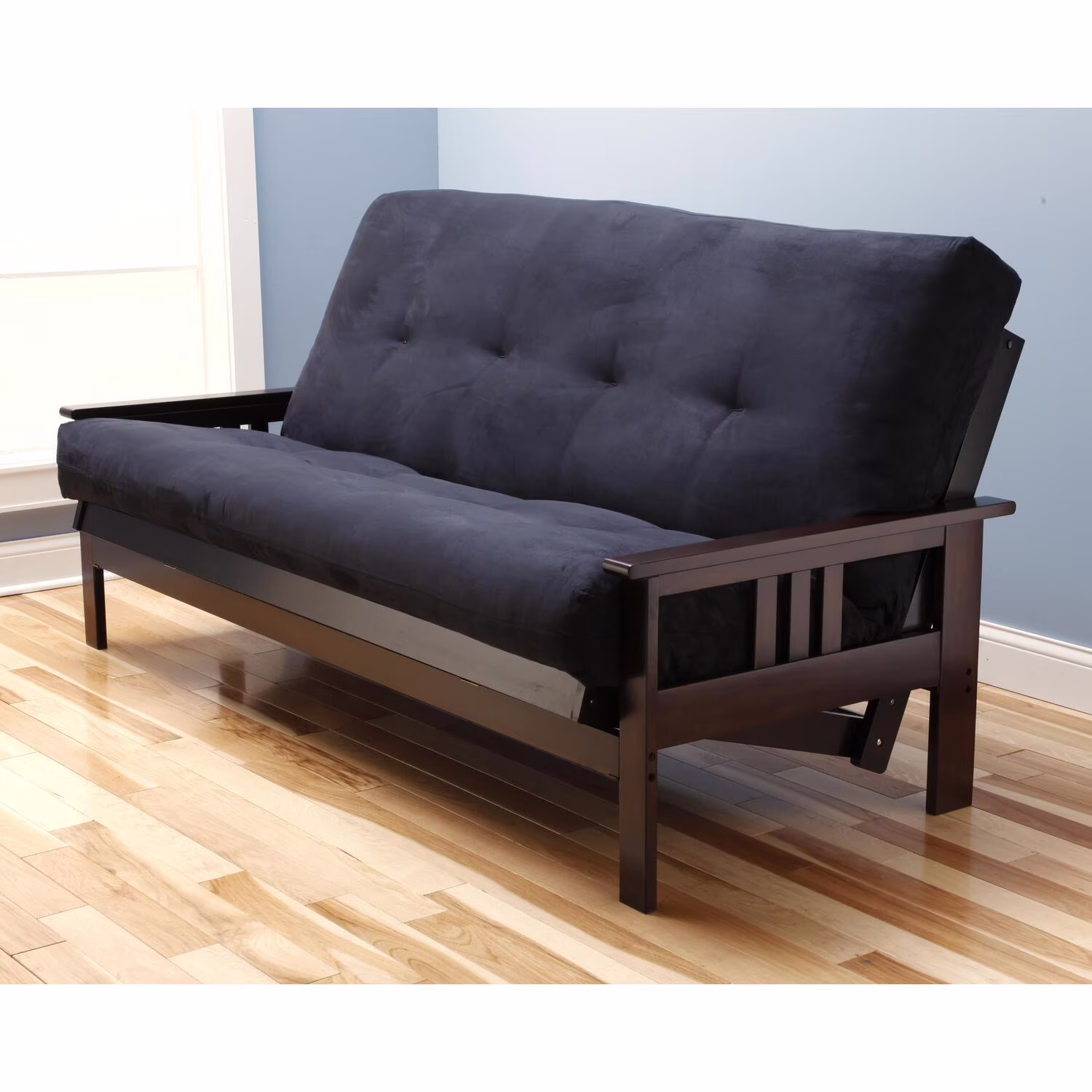 Homestock African Artifacts Full Size Futon Frame Set with Mattress, Easily Converts to Bed, Versatile Design Futon Frame for All Spaces, 33"H x 79"L x 37"D-Color:Linen Charcoal,Size:Barbados - Image 12