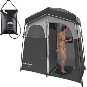 KingCamp Double Room Shower Tent with Solar Shower Set