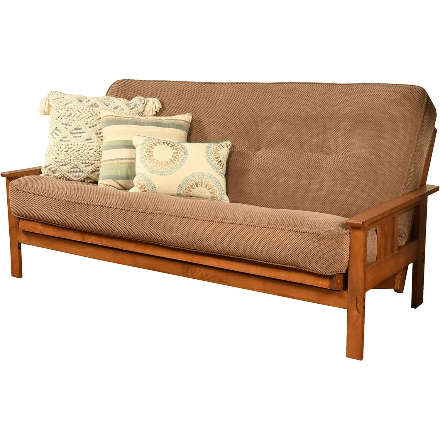 Homestock African Artifacts Full Size Futon Frame Set with Mattress, Easily Converts to Bed, Versatile Design Futon Frame for All Spaces, 33"H x 79"L x 37"D-Color:Linen Charcoal,Size:Barbados - Image 99