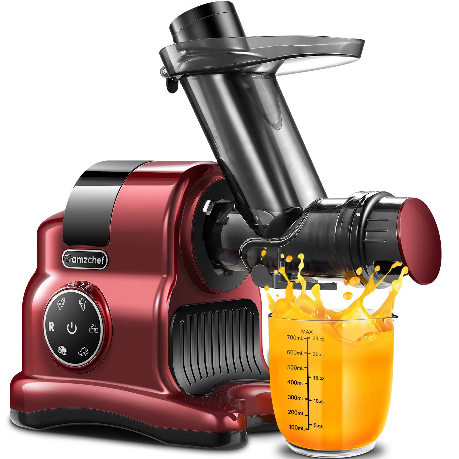 AMZCHEF 5-in-1 Inovative Cold Press Slow Juicer ZM1517 Red 1
