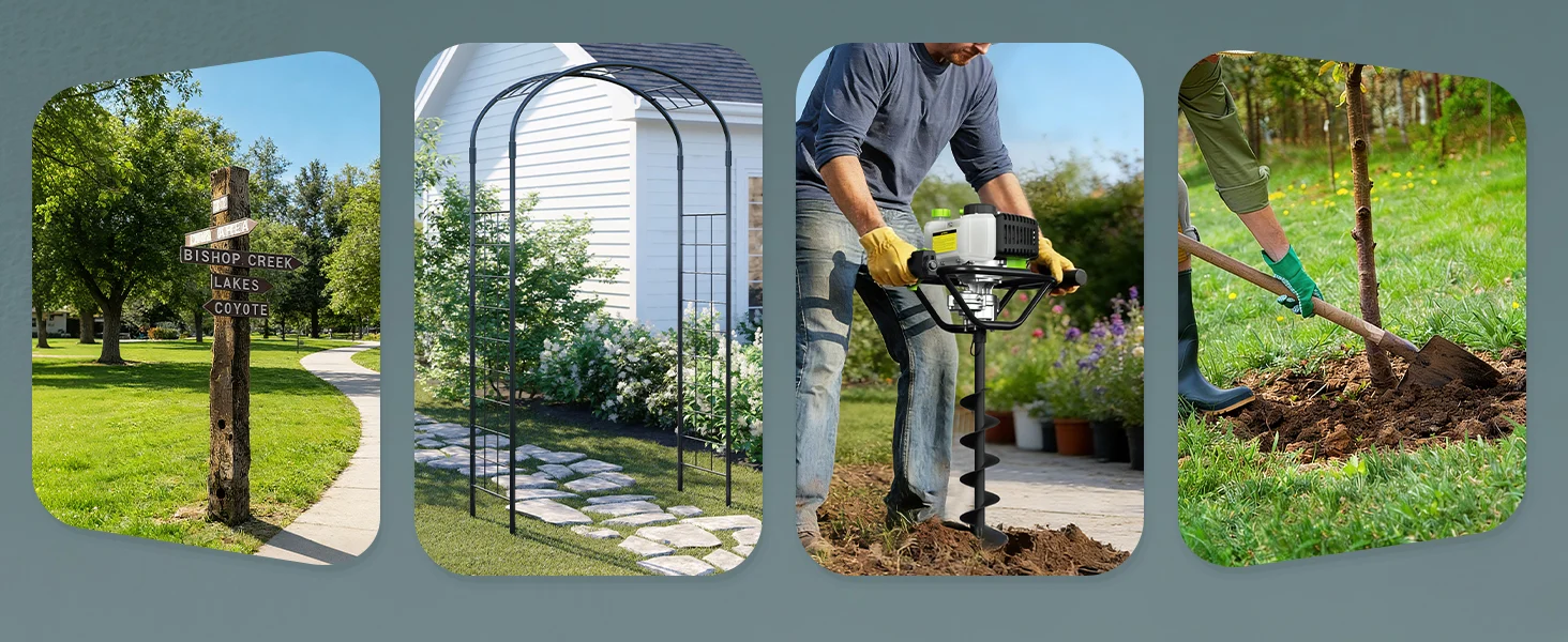 Garden scenes show innovation and quality with secure, durable tools and convenient outdoor landscaping work