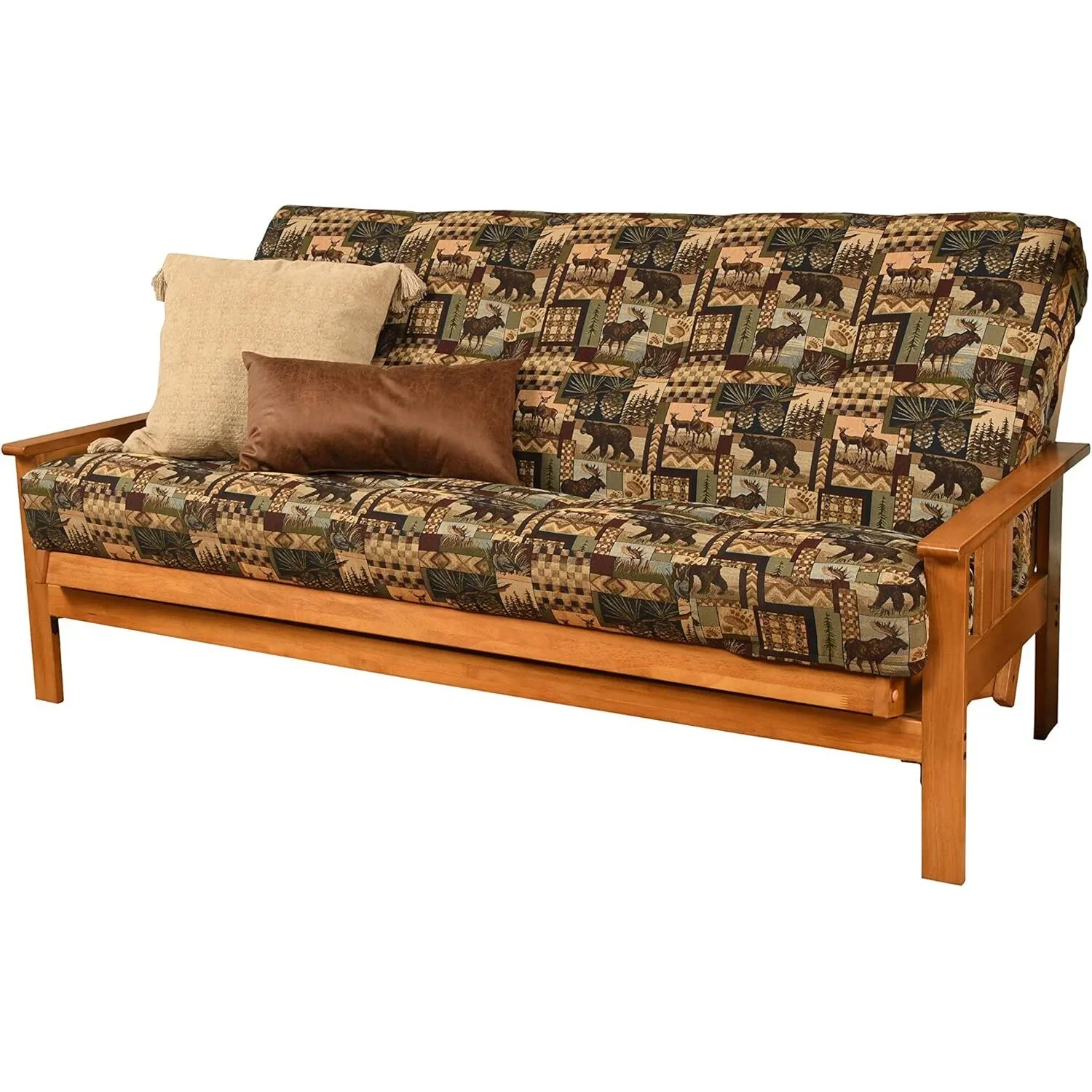 Homestock African Artifacts Full Size Futon Frame Set with Mattress, Easily Converts to Bed, Versatile Design Futon Frame for All Spaces, 33"H x 79"L x 37"D-Color:Linen Charcoal,Size:Barbados - Image 147