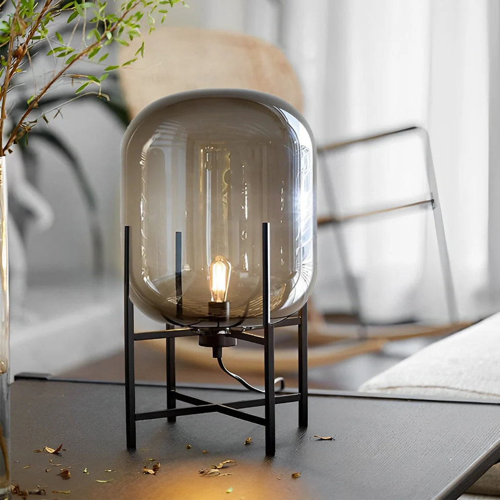 Elegant Industrial Floor Lamp with Artisan Glass Shade