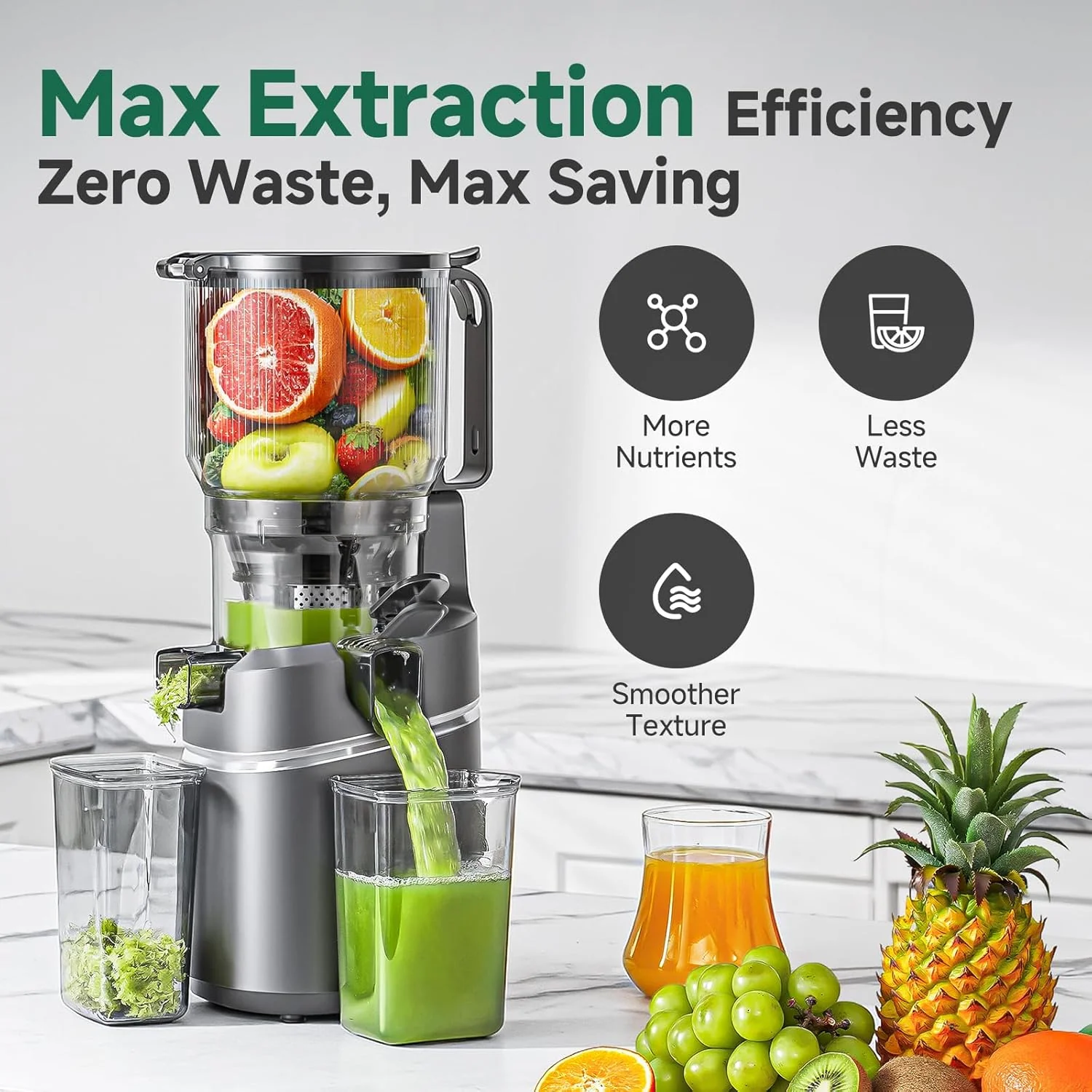 AMZCHEF Cold Press Juicer 2026 Upgraded with 6.5" Large Feed Chute for Whole Fruits 4