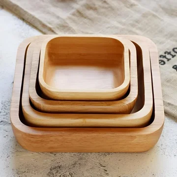 Serving Bowl Natural Rubber Wood Polished Finish