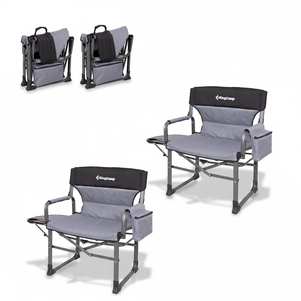 KingCamp XXL Folding Padded Director's Chair with Side Table