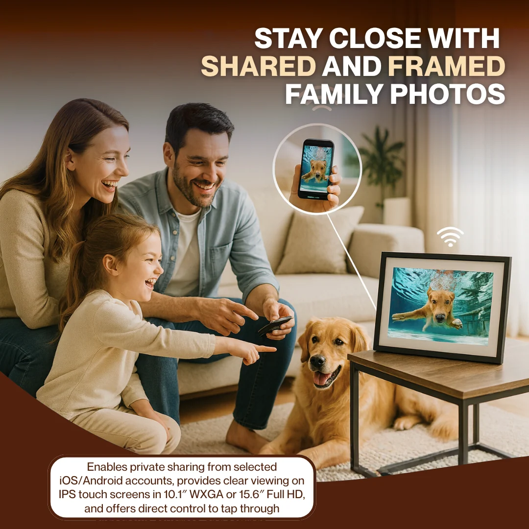 WiFi Digital Photo Frame with IPS Touch Display and App Sharing, 32GB