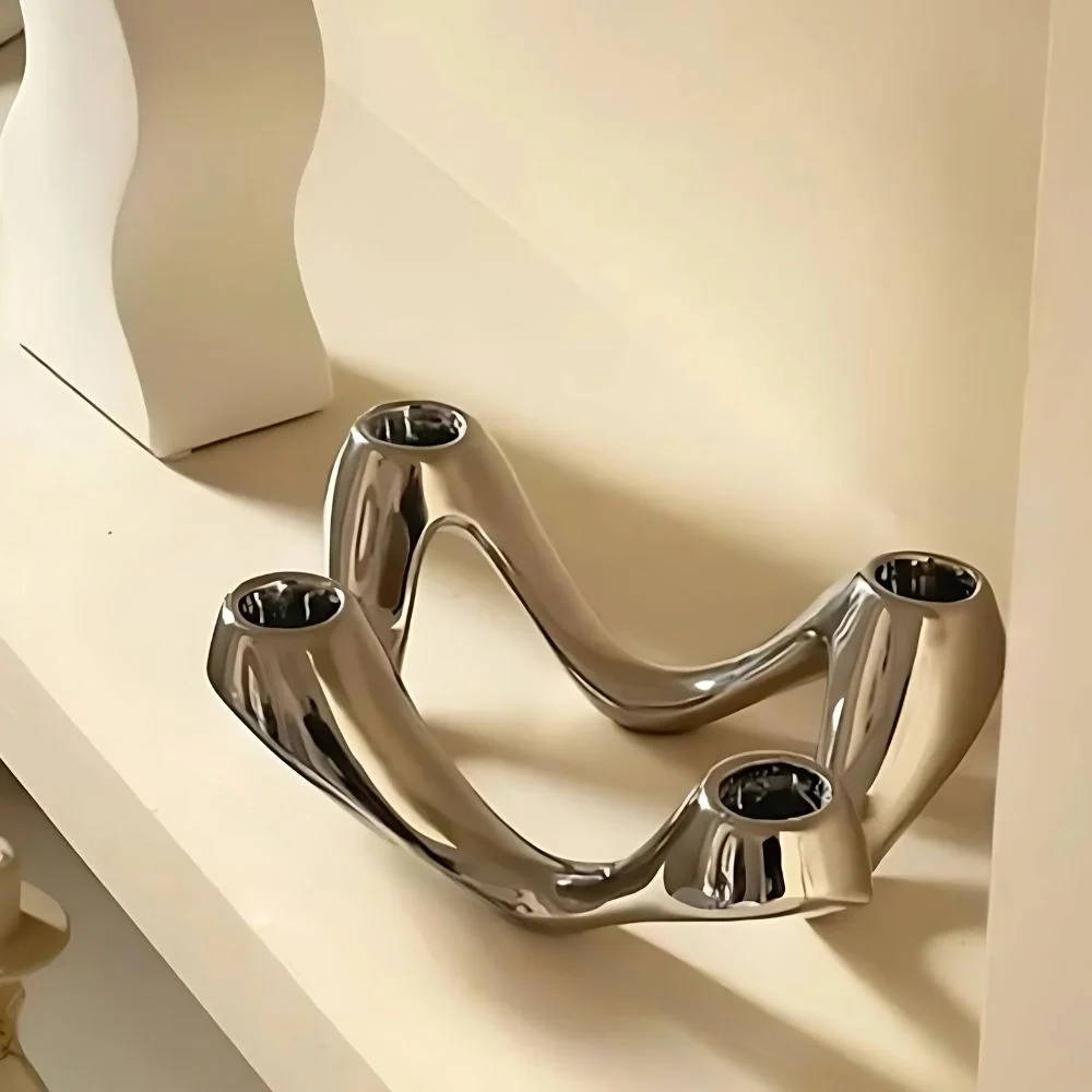 Candle Holder Ceramic Sculptural Accent - Image 5