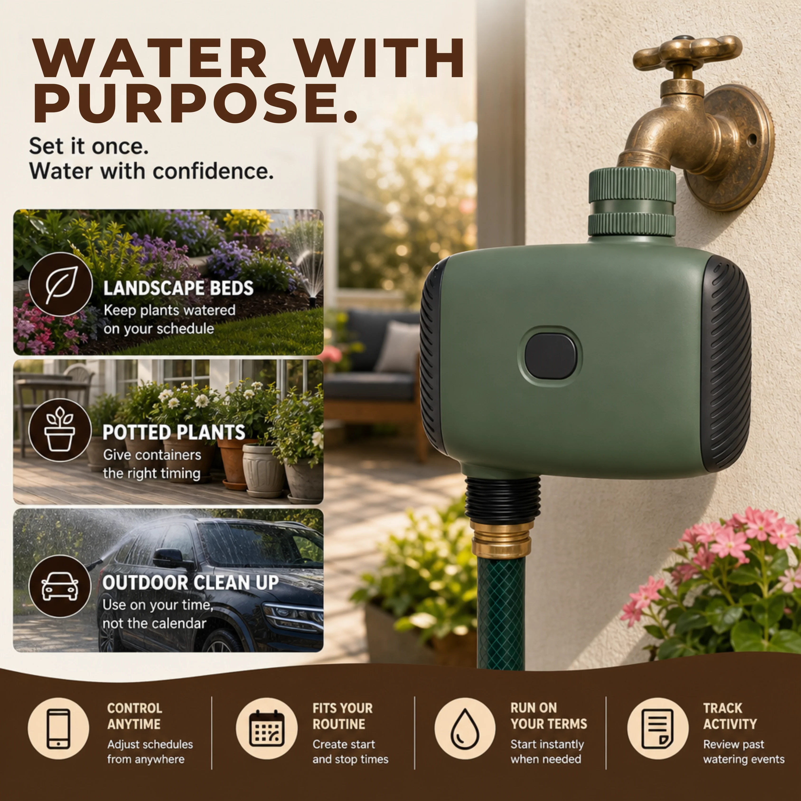 WiFi Hose Timer with Hub 2.4GHz Smart Valve for Garden Irrigation