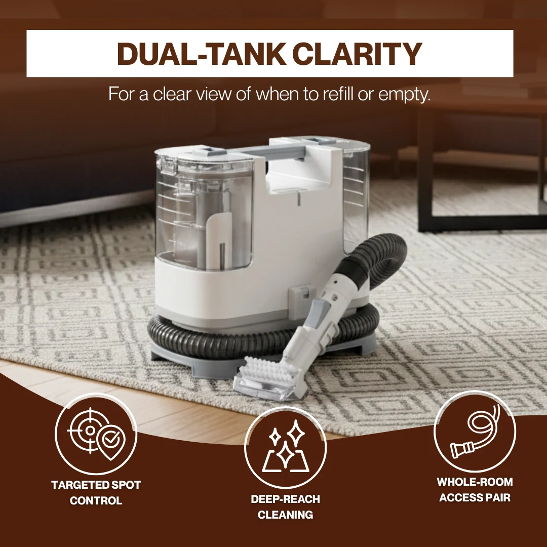 Portable Upholstery and Carpet Cleaner with Dual Tank Extractor