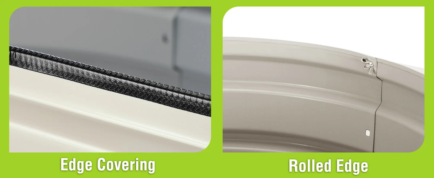 Rolled edge and edde covering on a beige fabric trim, showing textured black edge stitching and seam details