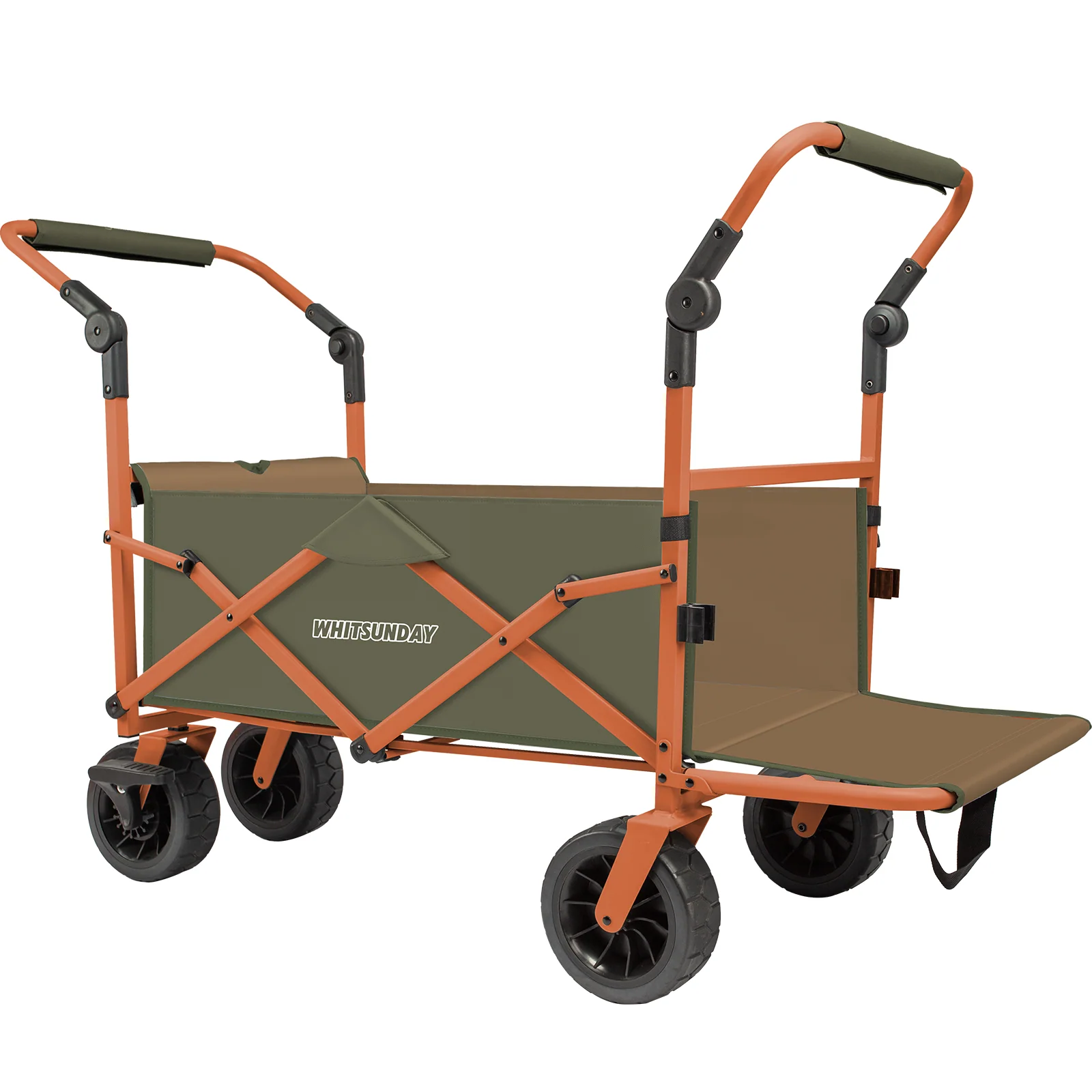 Double Push Bar Wagon with Tailgate and All-terrian Wheel for Picnic