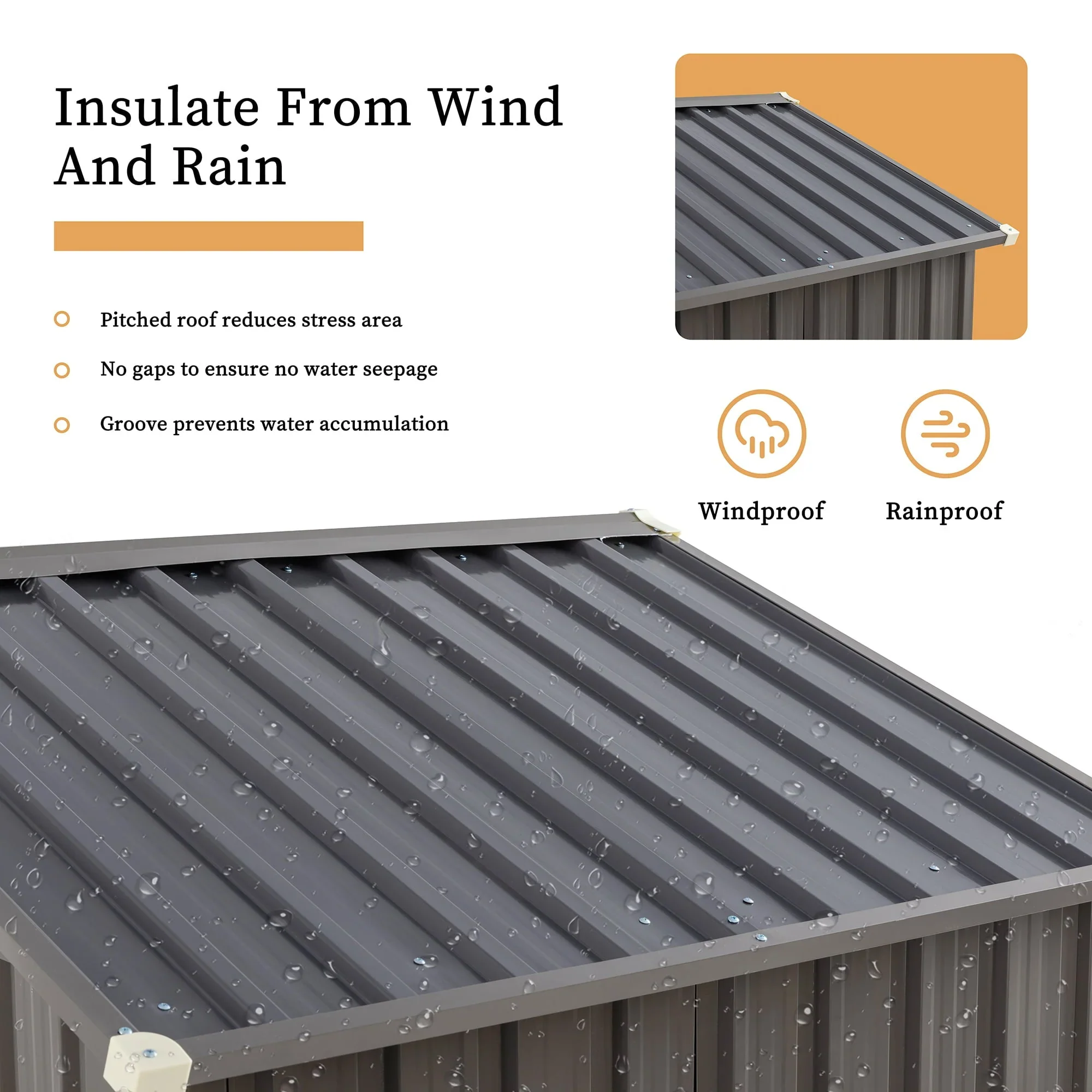 Sobaniilo 5'x 3'x 6' FT Outdoor Storage Metal Shed with Lockable Door, Tools Storage Shed Clearance, Outdoor House for Backyard Patio, Lawn and Garden, Gray - Image 8
