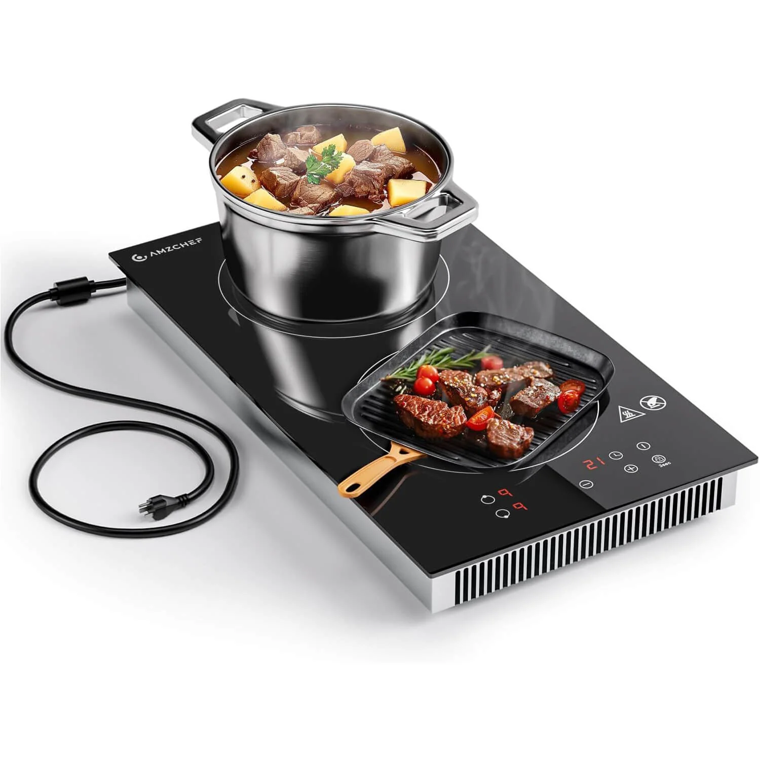 AMZCHEF 12 Inch Electric Stove Hob 2 Burners 1800W Induction Cooktop ID1800 2