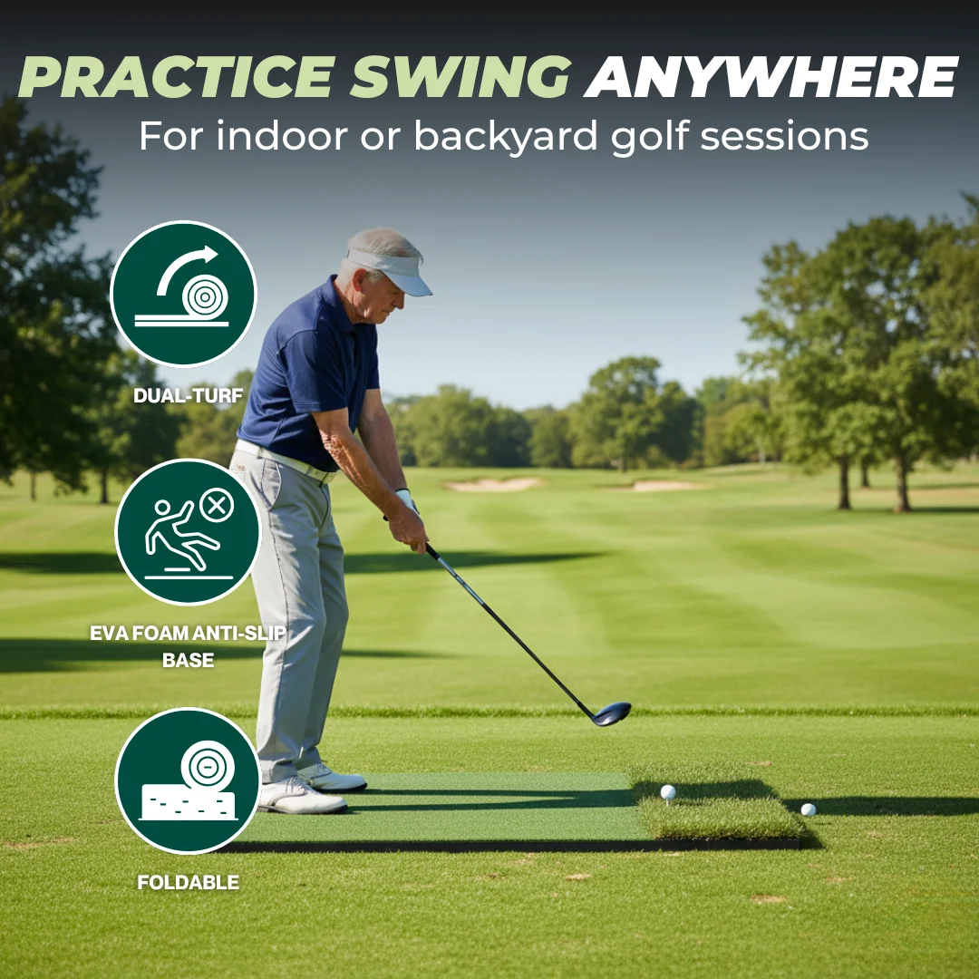 Dual-Turf Golf Practice Mat 60x48 Inches for Indoor and Outdoor Use