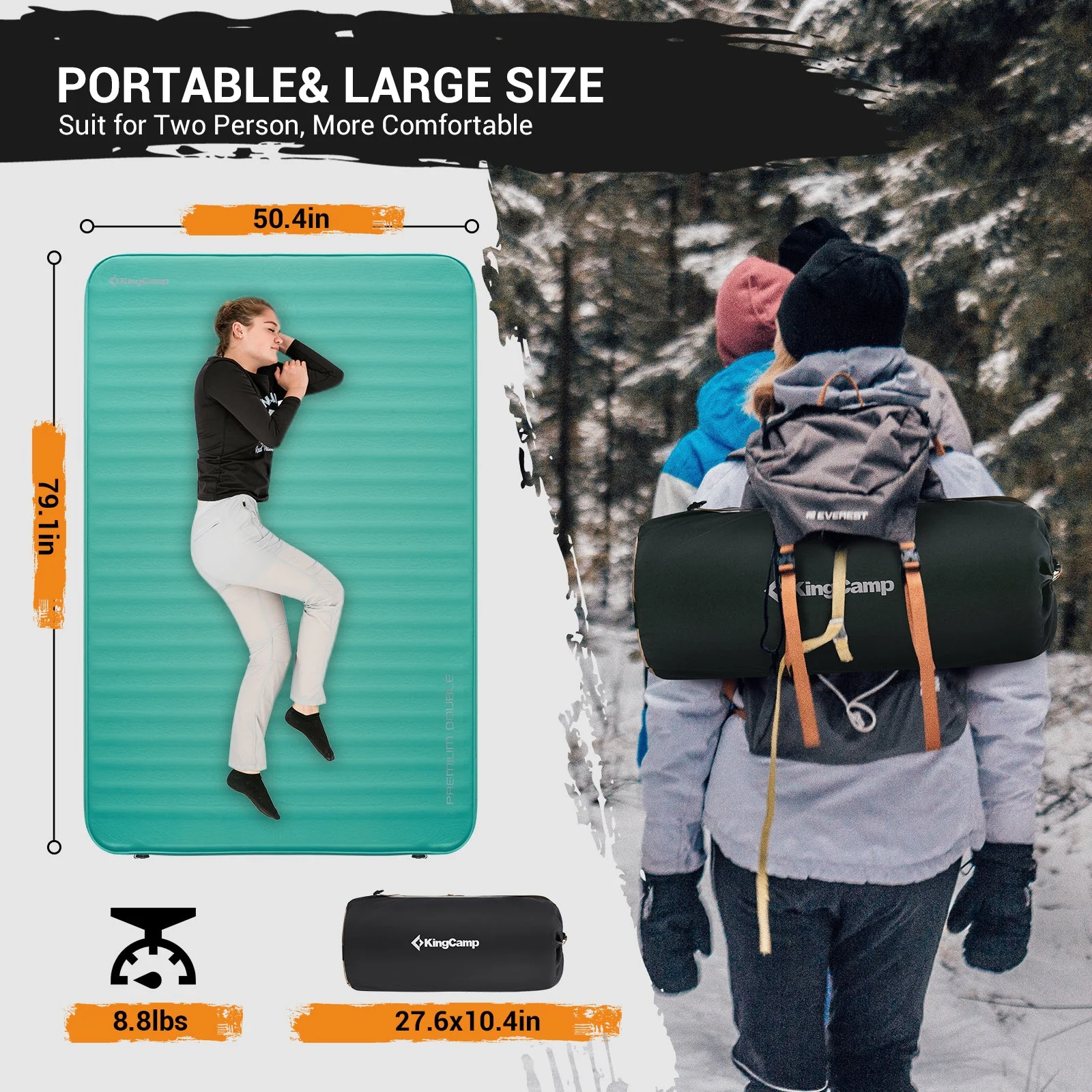 KingCamp PREMIUM Self Inflating Foam Sleeping Pad Double/Single - Image 18