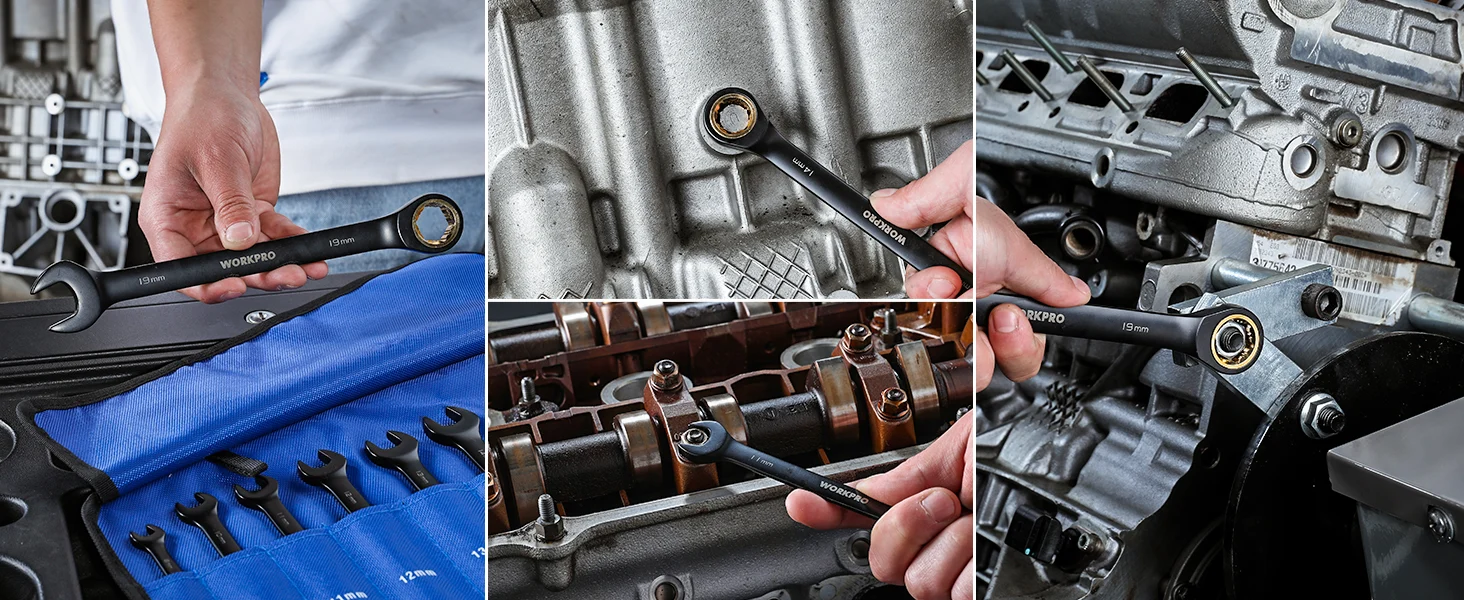 Mechanic tools and wrenches in a car engine bay, showing innovation and quality with secure, durable work