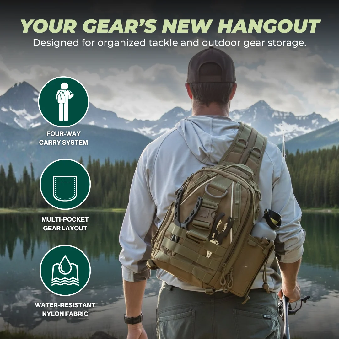 Water-Resistant Fishing Backpack with Rod Holder & Gear Storage