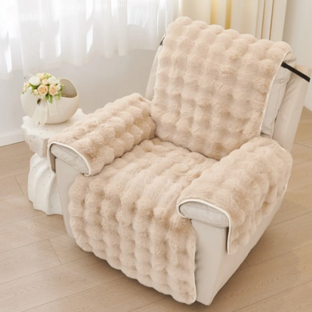 Recliner Sofa Cover Plush Faux Fur Non-Slip & Machine Washable - Image 4