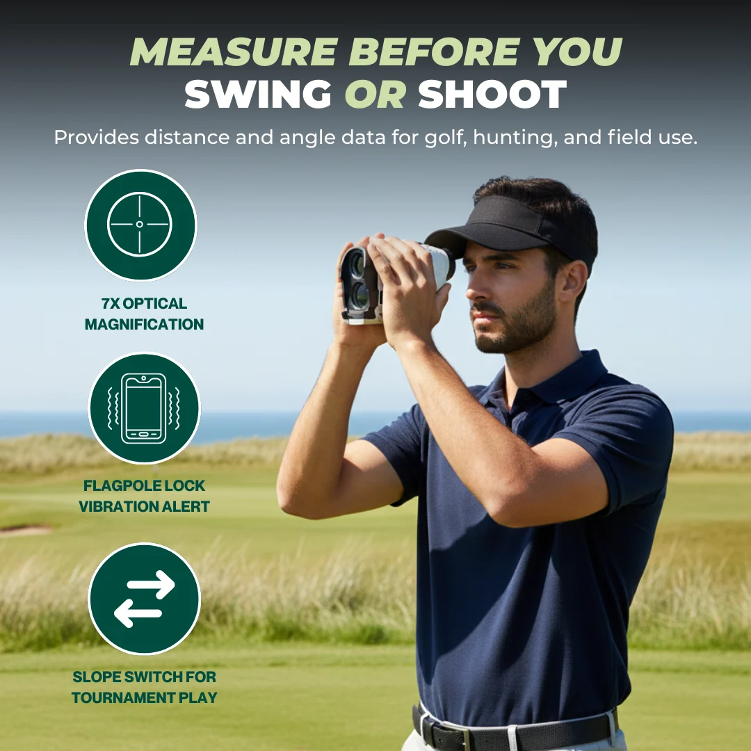 Golf & Hunting Laser Rangefinder with 7X Zoom and Slope Mode