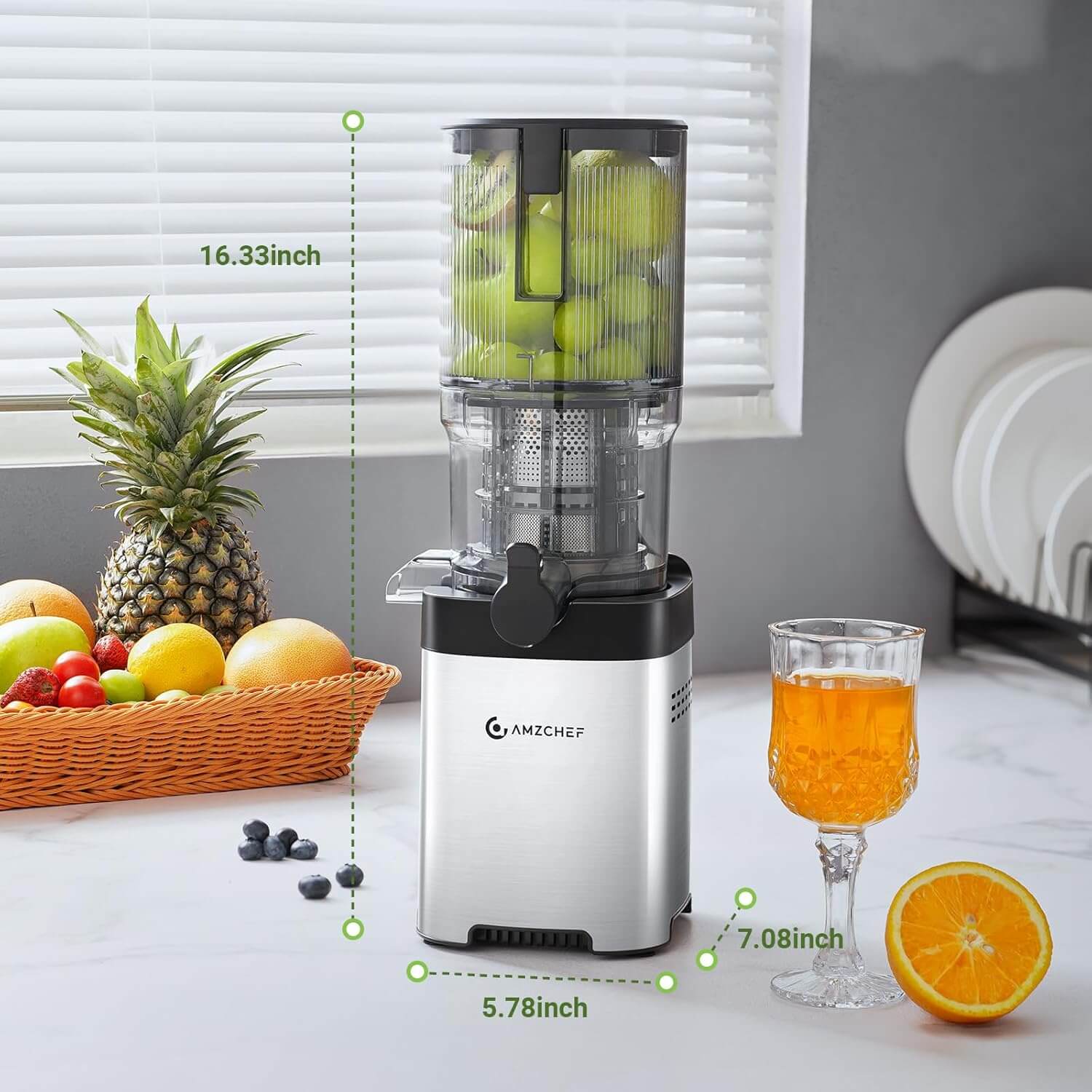 AMZCHEF Cold Press Juicer with 5.4" Large Feed Chute 4