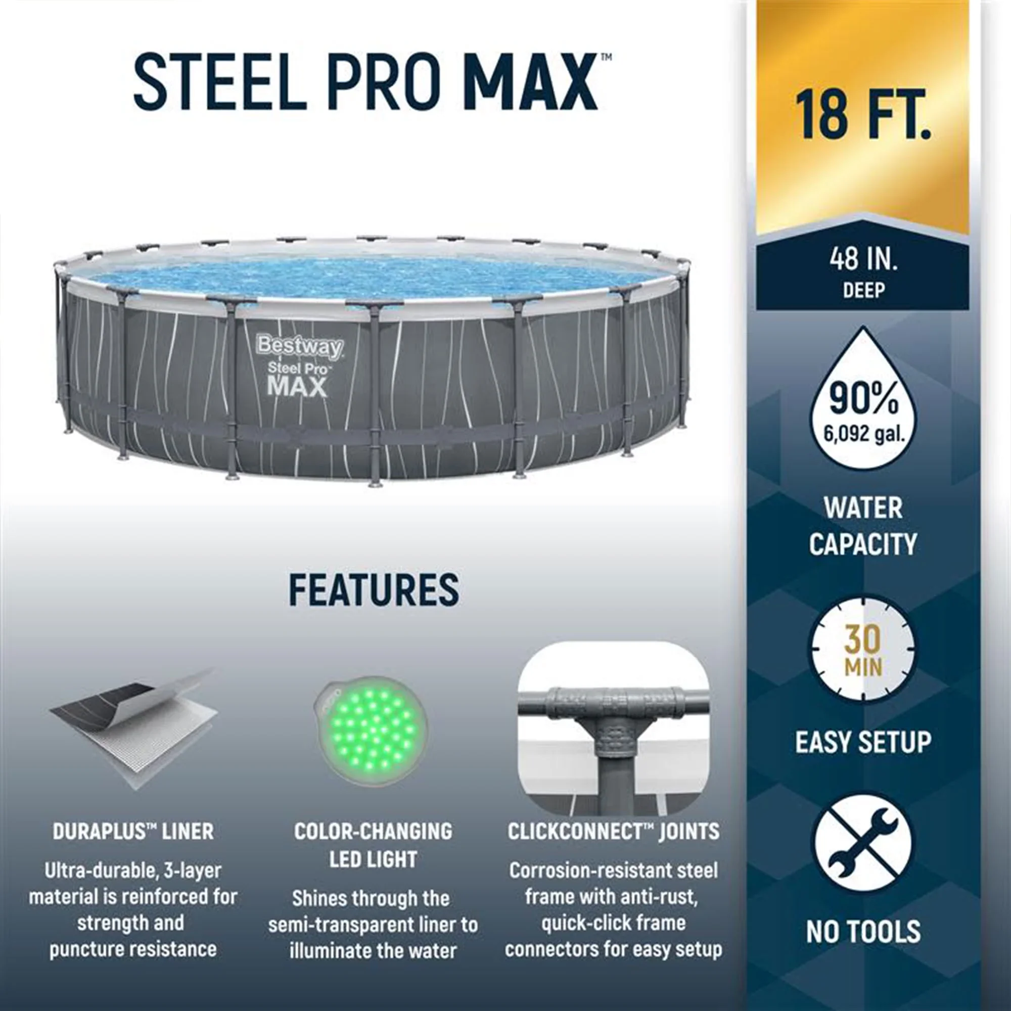 Bestway Steel Pro MAX 12' x 30" Above Ground Outdoor Swimming Pool Set - Image 37
