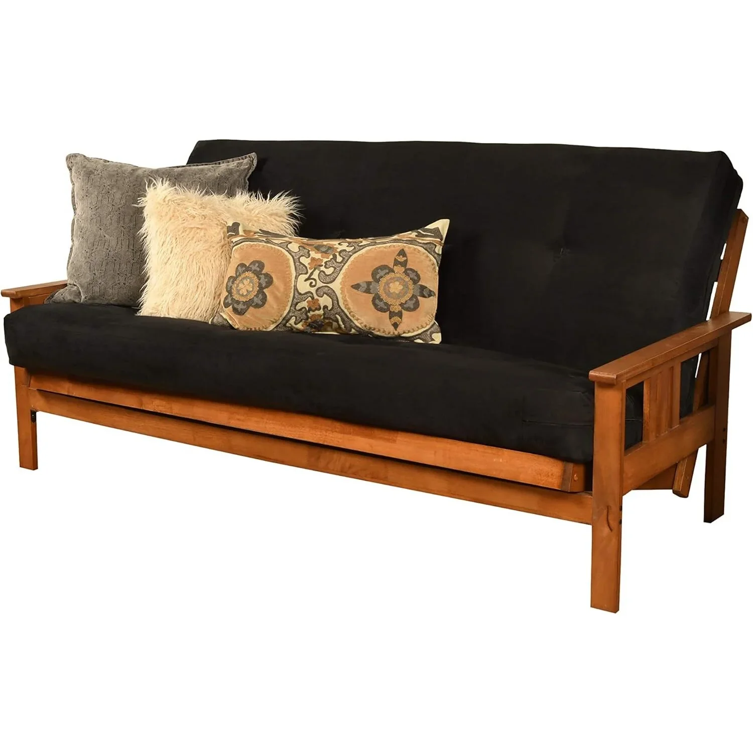 Homestock African Artifacts Full Size Futon Frame Set with Mattress, Easily Converts to Bed, Versatile Design Futon Frame for All Spaces, 33"H x 79"L x 37"D-Color:Linen Charcoal,Size:Barbados - Image 158