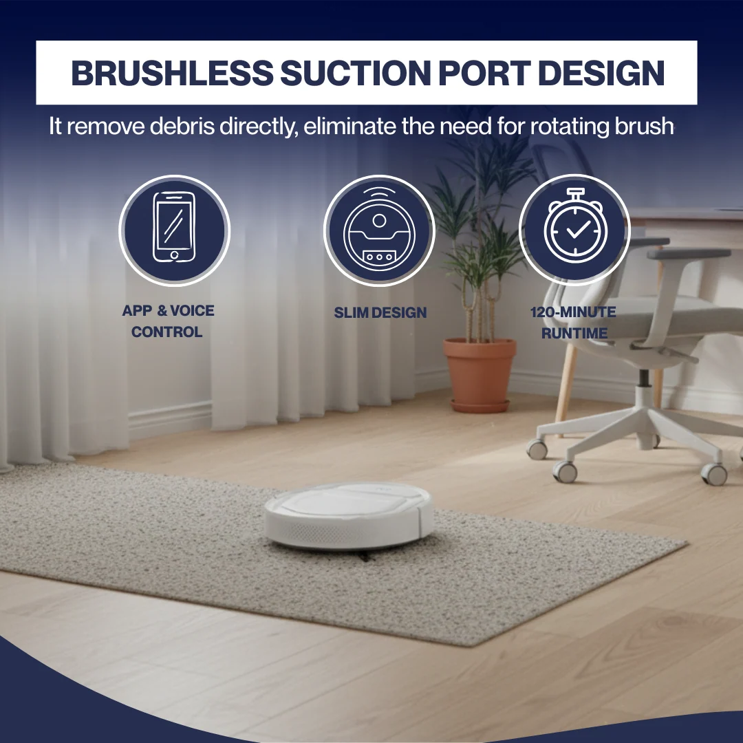 Robot Vacuum Cleaner, Dual-Layer Filter and 6 Multiple Modes