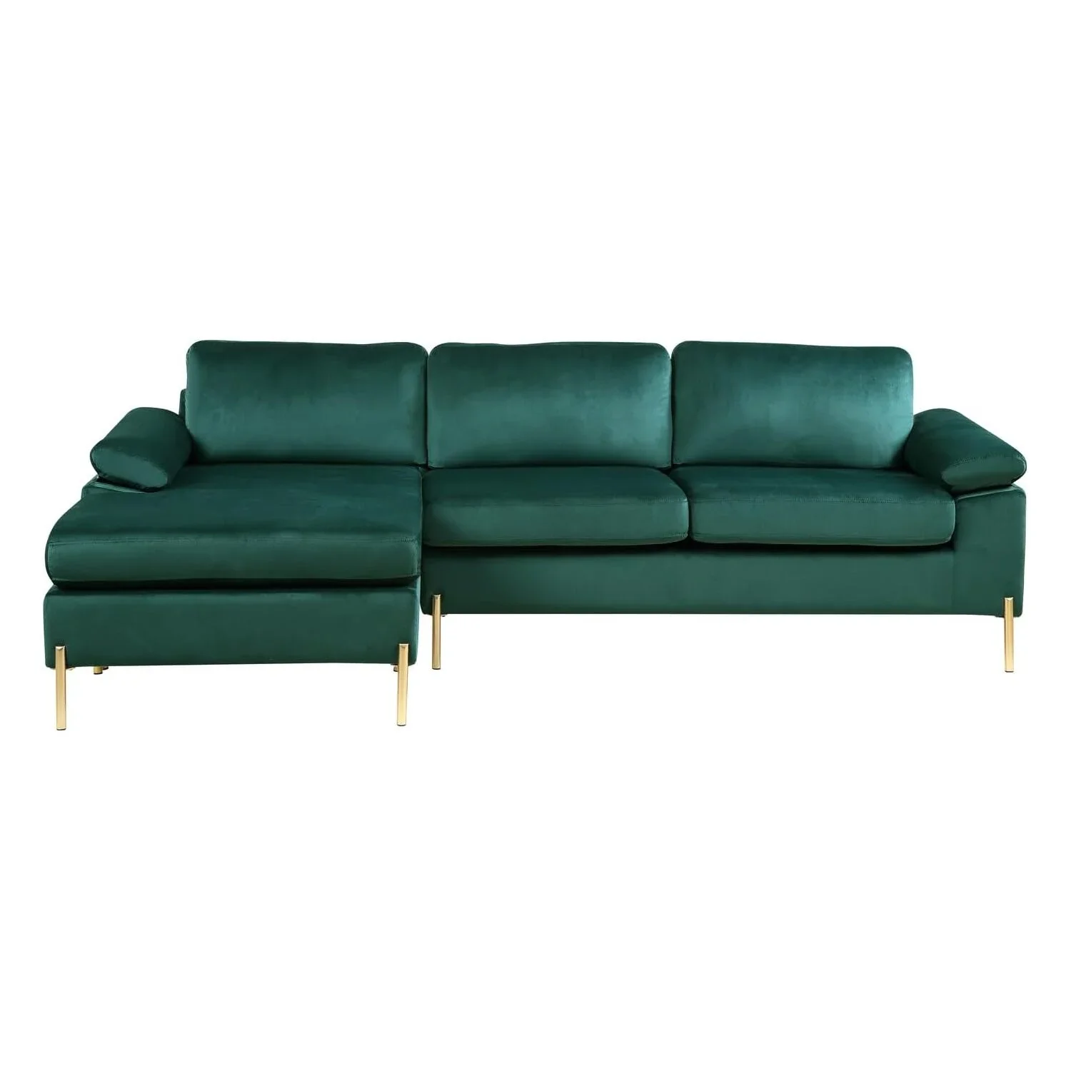 HomeStock Luxe Modern Velvet L-Shape Sectional Sofa with Square Padded Armrests, Solid Pattern Upholstery - 51.6"D x 101.2"W x 33.1"H, Comfortable and Stylish Seating for Living Room-Color:Gray/Gold - Image 23