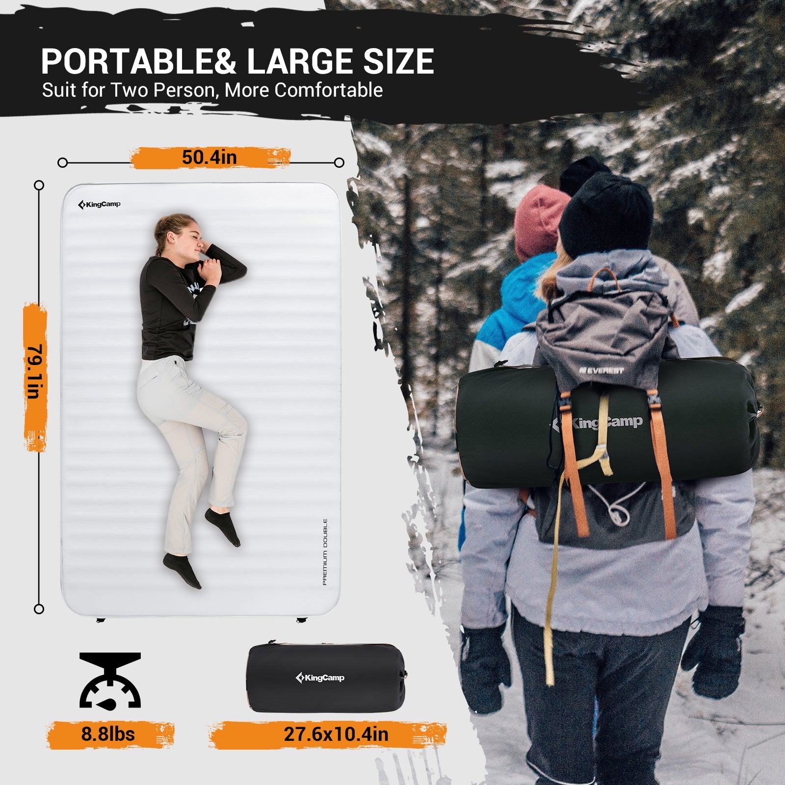 KingCamp PREMIUM Self Inflating Foam Sleeping Pad Double/Single