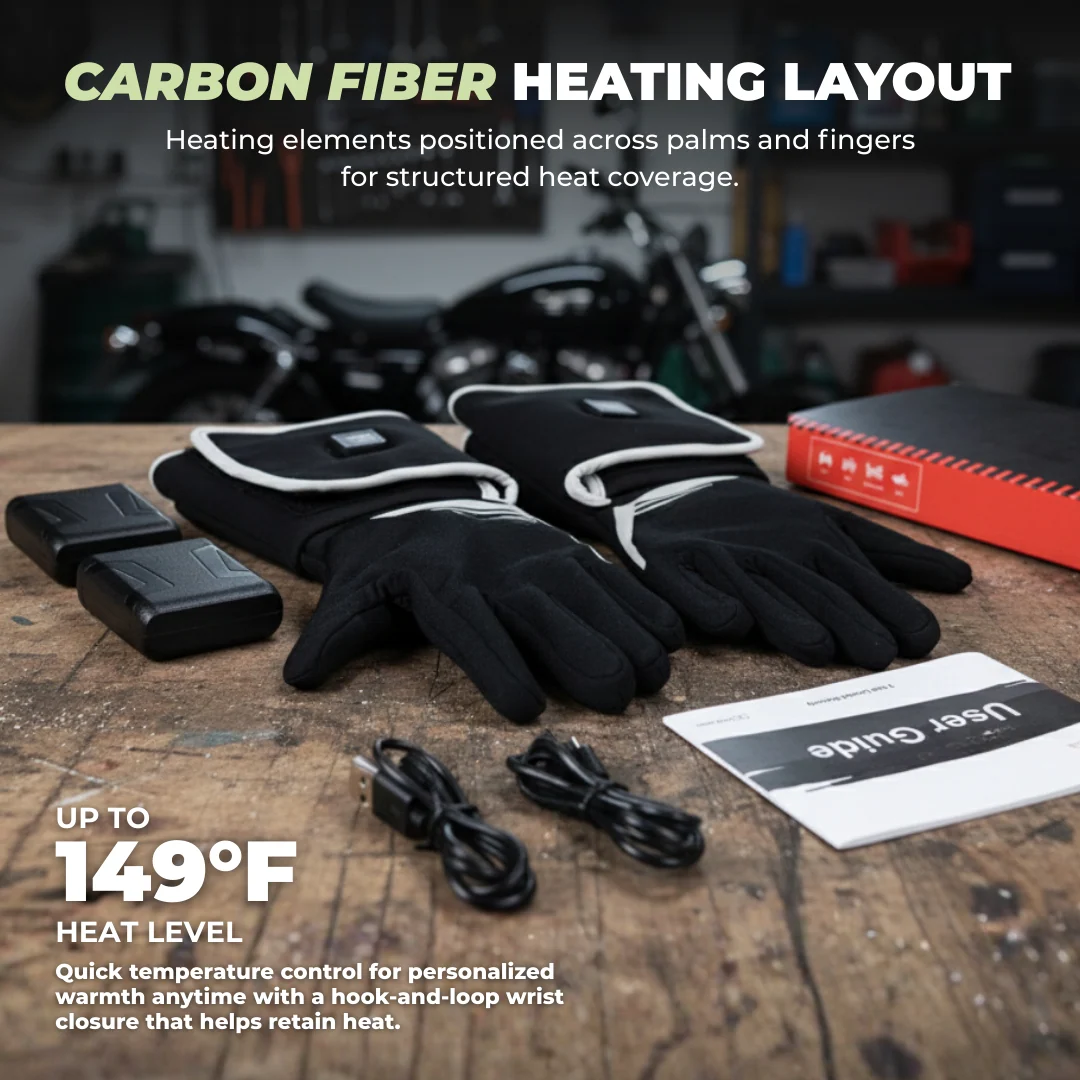 Rechargeable Heated Gloves with 3 Heat Levels and Touchscreen Fingers