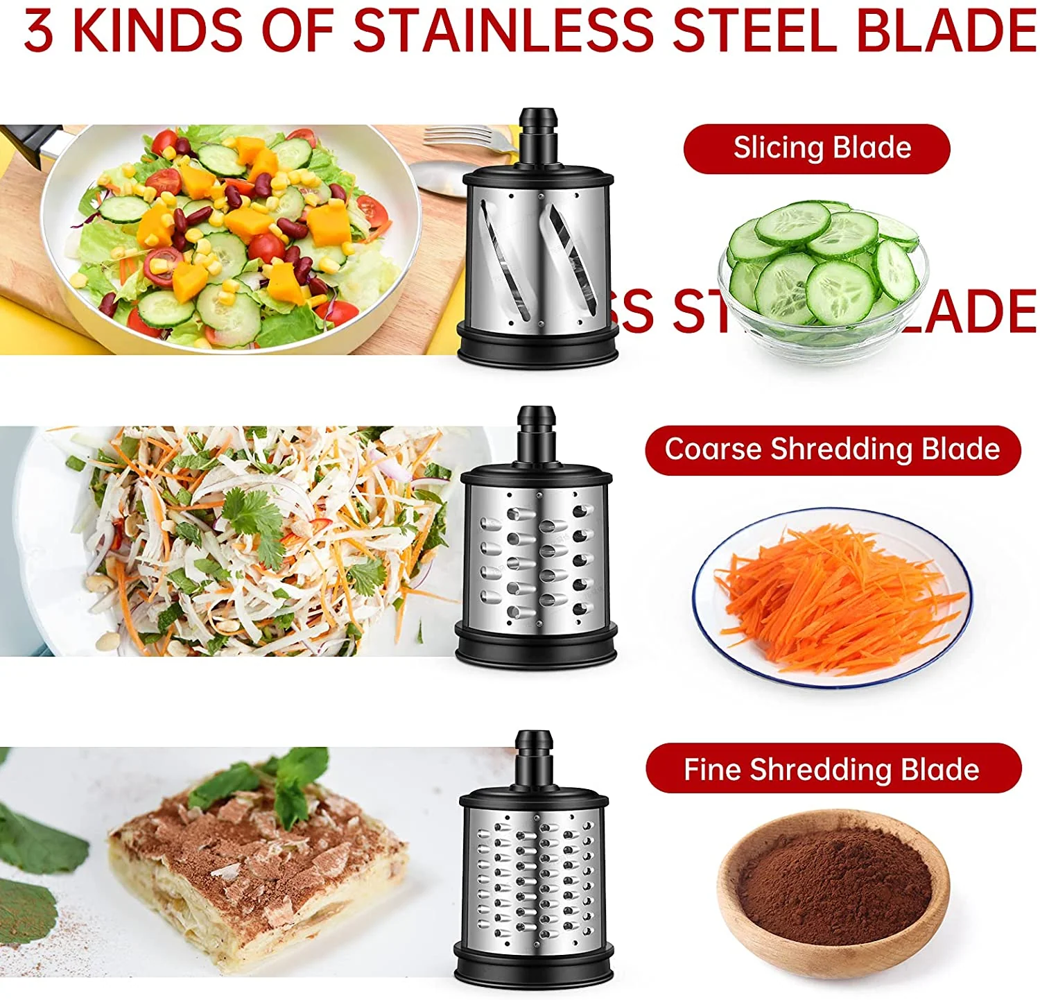 AMZCHEF Slow Juicer food slicers cheese grater attachment 4