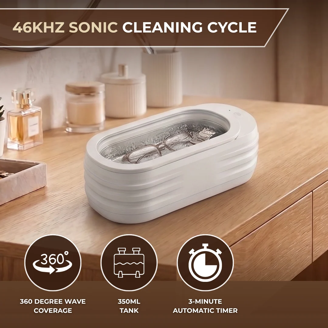 Ultrasonic Jewelry Cleaner 350ml Tank, 46kHz Sonic Cleaning Machine