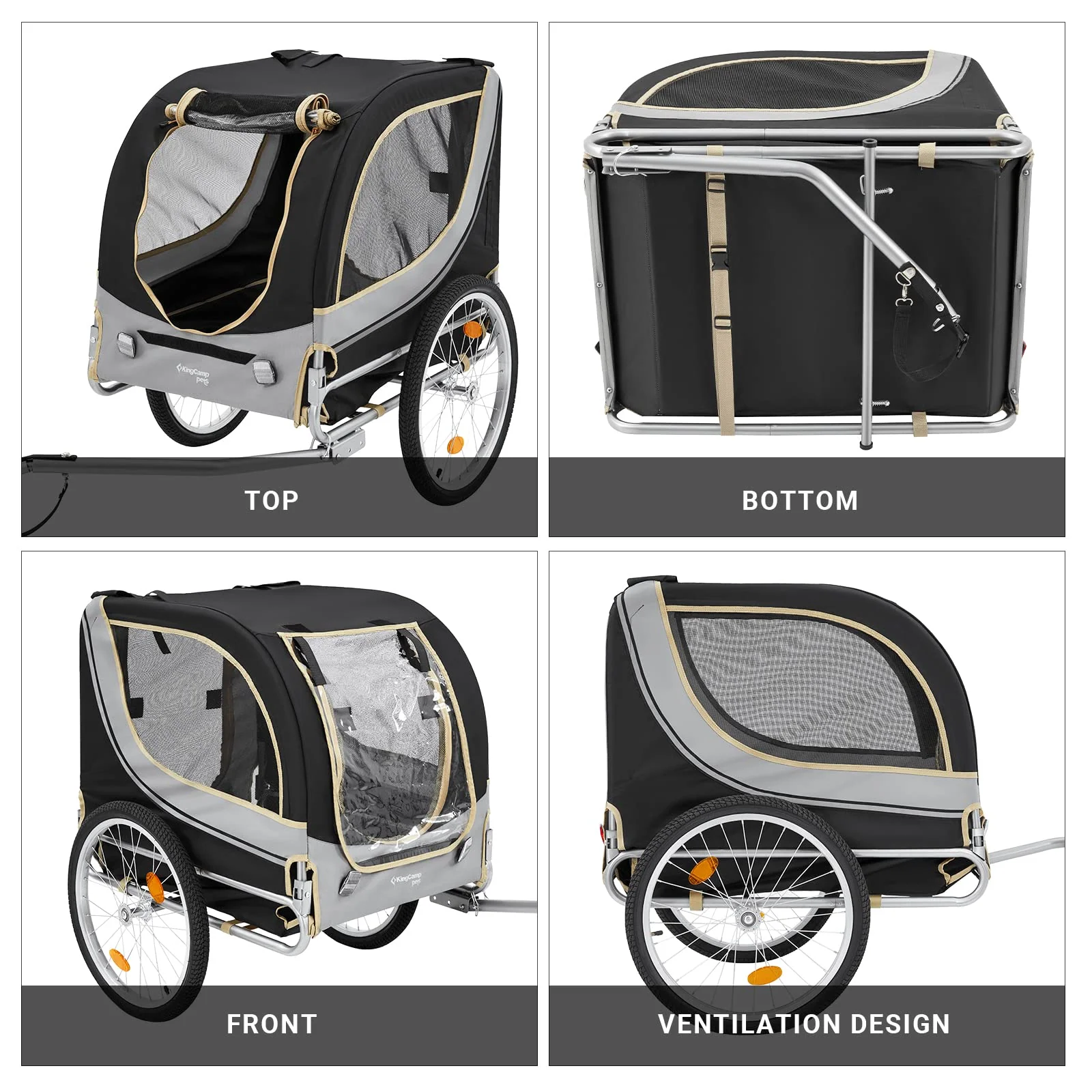 KingCamp Pet Bike Trailer Dog Carrier