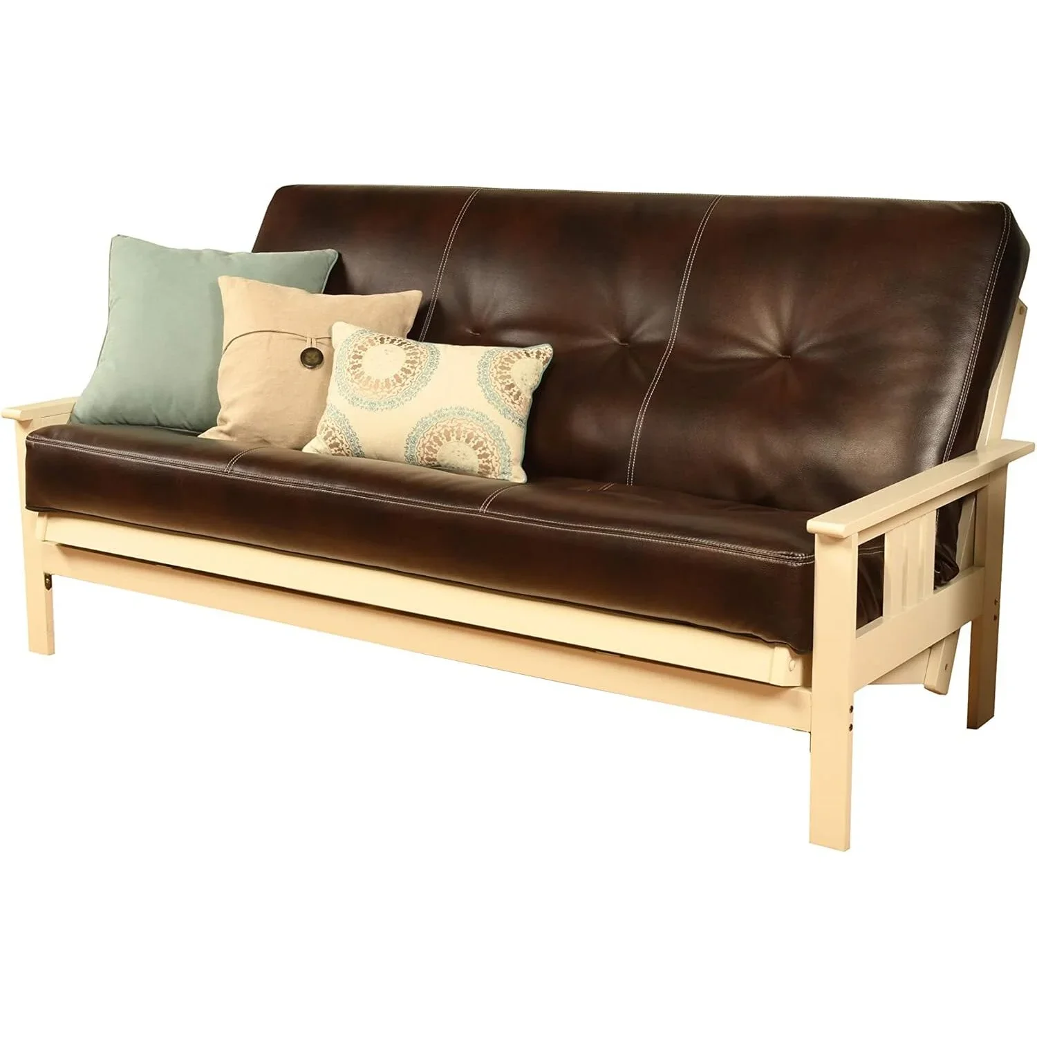 Homestock African Artifacts Full Size Futon Frame Set with Mattress, Easily Converts to Bed, Versatile Design Futon Frame for All Spaces, 33"H x 79"L x 37"D-Color:Linen Charcoal,Size:Barbados - Image 129